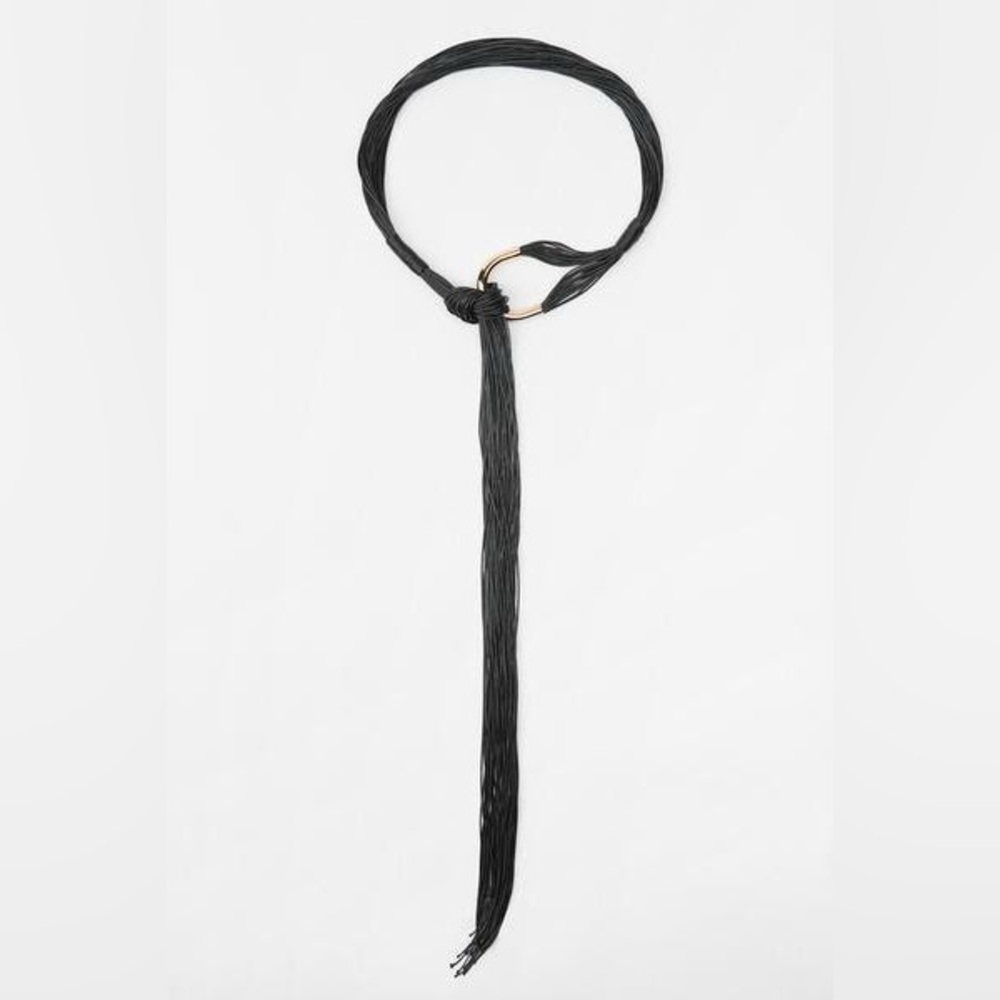 Zara Muti-Strap Black Belt with Gold Hardware